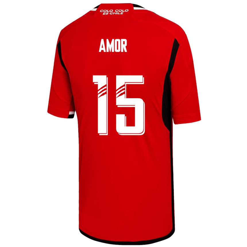 キッズフットボールエミリアーノ・アモール#15赤アウェイシャツ2023/24ジャージーユニフォーム