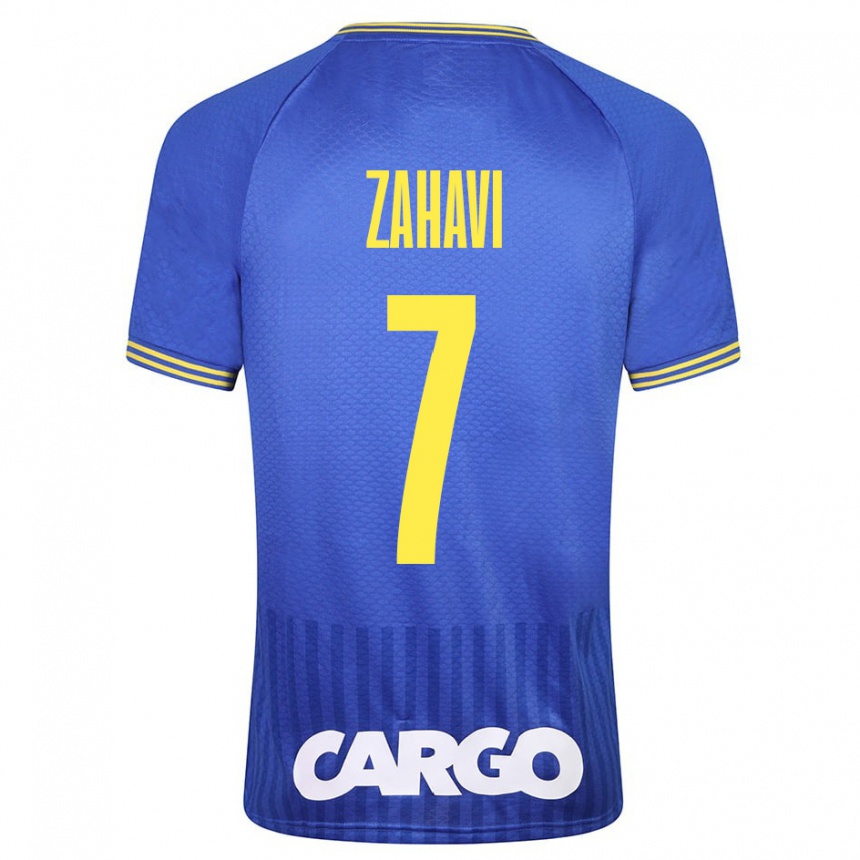 キッズフットボールエラン・ザハヴィ#7青アウェイシャツ2023/24ジャージーユニフォーム