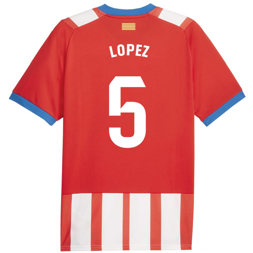 メンズフットボールダビド・ロペス#5赤白ホームシャツ2023/24ジャージーユニフォーム