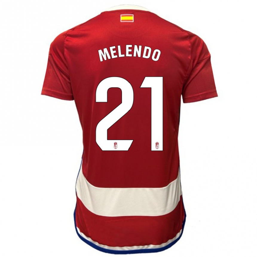 メンズフットボールオスカル・メレンド#21赤ホームシャツ2023/24ジャージーユニフォーム