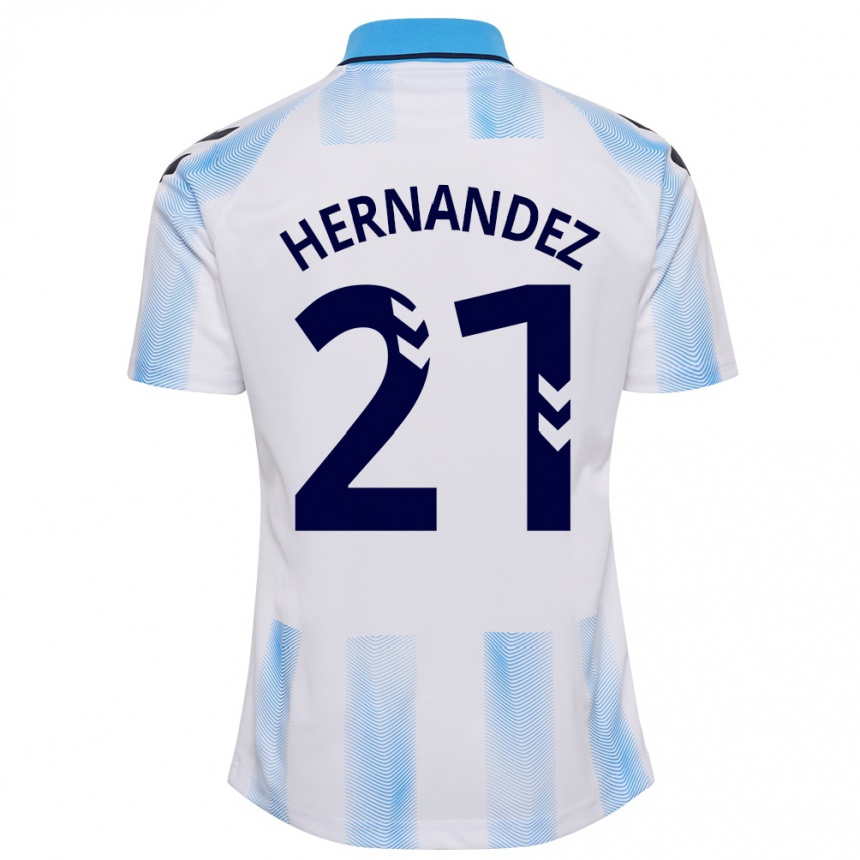 メンズフットボールフアン・ヘルナンデス#21白青ホームシャツ2023/24ジャージーユニフォーム