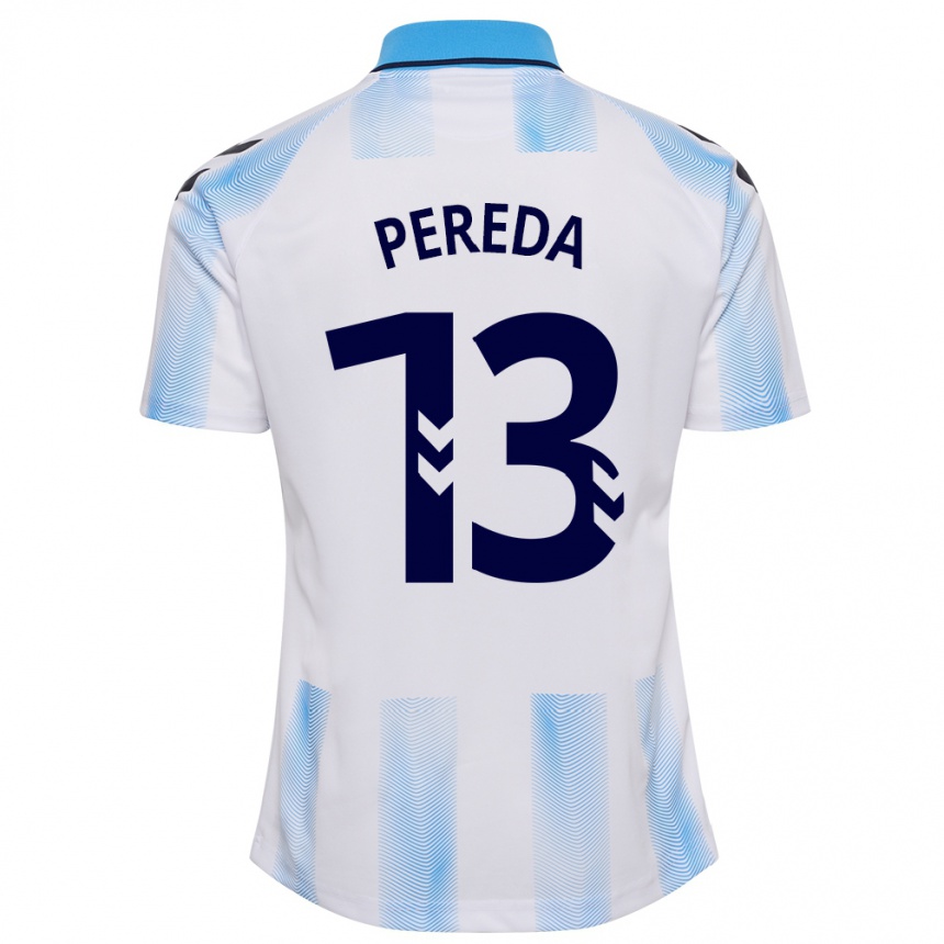 メンズフットボールエイドリアン・ペレダ#13白青ホームシャツ2023/24ジャージーユニフォーム