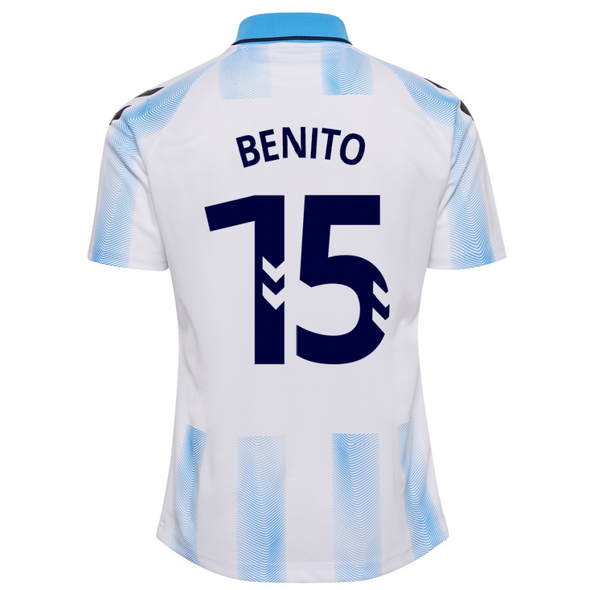 メンズフットボールイバン・ベニート#15白青ホームシャツ2023/24ジャージーユニフォーム