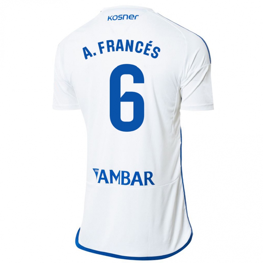 メンズフットボールアレハンドロ・フランセス#6白ホームシャツ2023/24ジャージーユニフォーム