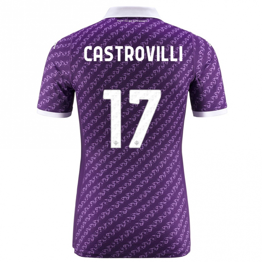 メンズフットボールガエターノ・カストロヴィッリ#17バイオレットホームシャツ2023/24ジャージーユニフォーム