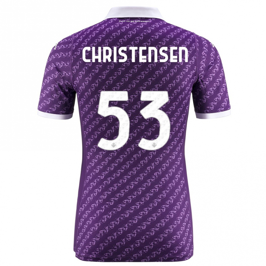 メンズフットボールオリヴァー・クリステンセン#53バイオレットホームシャツ2023/24ジャージーユニフォーム