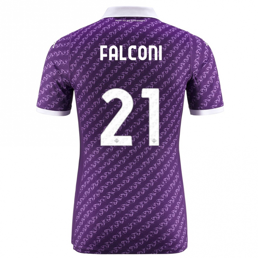 メンズフットボールニッコロ・ファルコーニ#21バイオレットホームシャツ2023/24ジャージーユニフォーム