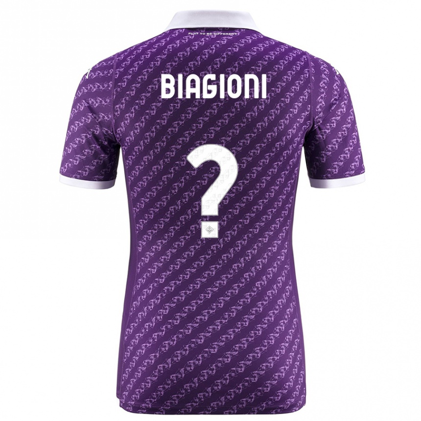 メンズフットボールロレンツォ・ビアジョーニ#0バイオレットホームシャツ2023/24ジャージーユニフォーム