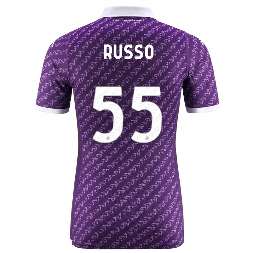メンズフットボールフェデリカ・ルッソ#55バイオレットホームシャツ2023/24ジャージーユニフォーム