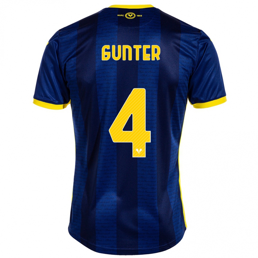 メンズフットボールコライ・ギュンター #4ネイビーホームシャツ2023/24ジャージーユニフォーム