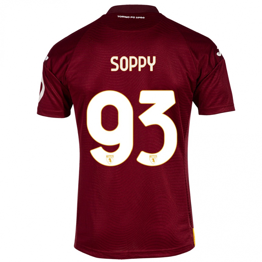 メンズフットボールブランドン・ソッピー#93暗赤色ホームシャツ2023/24ジャージーユニフォーム