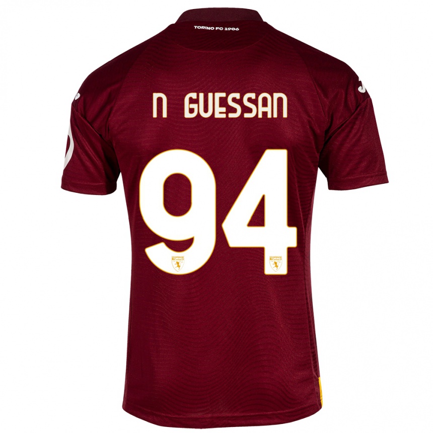 メンズフットボールアンジュ・カウメナン・ヌゲサン#94暗赤色ホームシャツ2023/24ジャージーユニフォーム