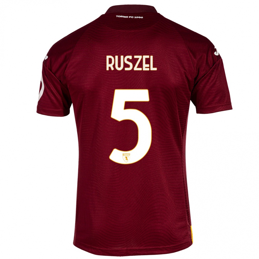 メンズフットボールマルセル・ラッゼル#5暗赤色ホームシャツ2023/24ジャージーユニフォーム