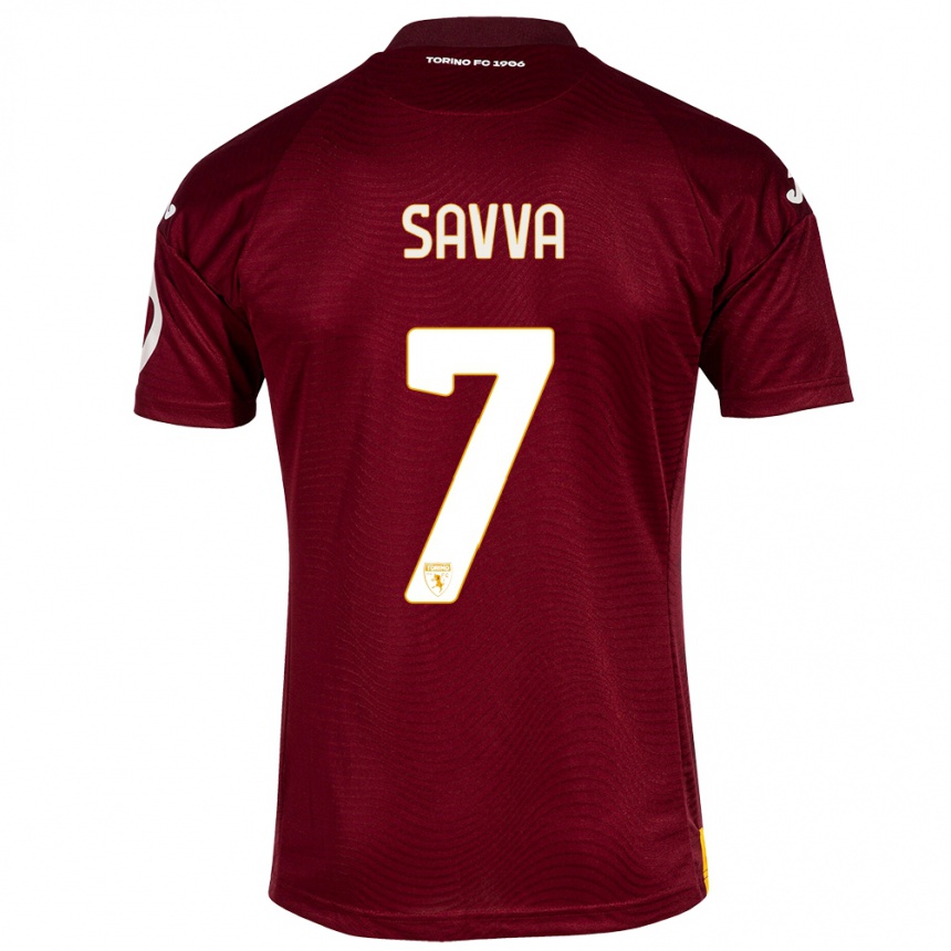メンズフットボールザノス・サヴァ#7暗赤色ホームシャツ2023/24ジャージーユニフォーム