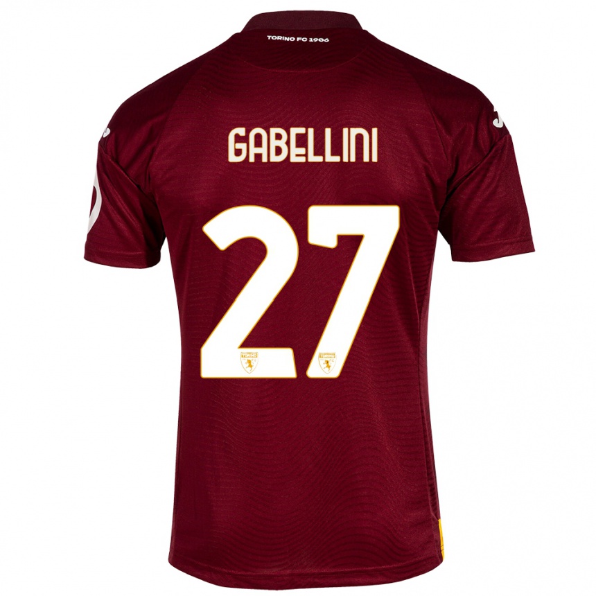 メンズフットボールトンマーゾ・ガベッリーニ#27暗赤色ホームシャツ2023/24ジャージーユニフォーム