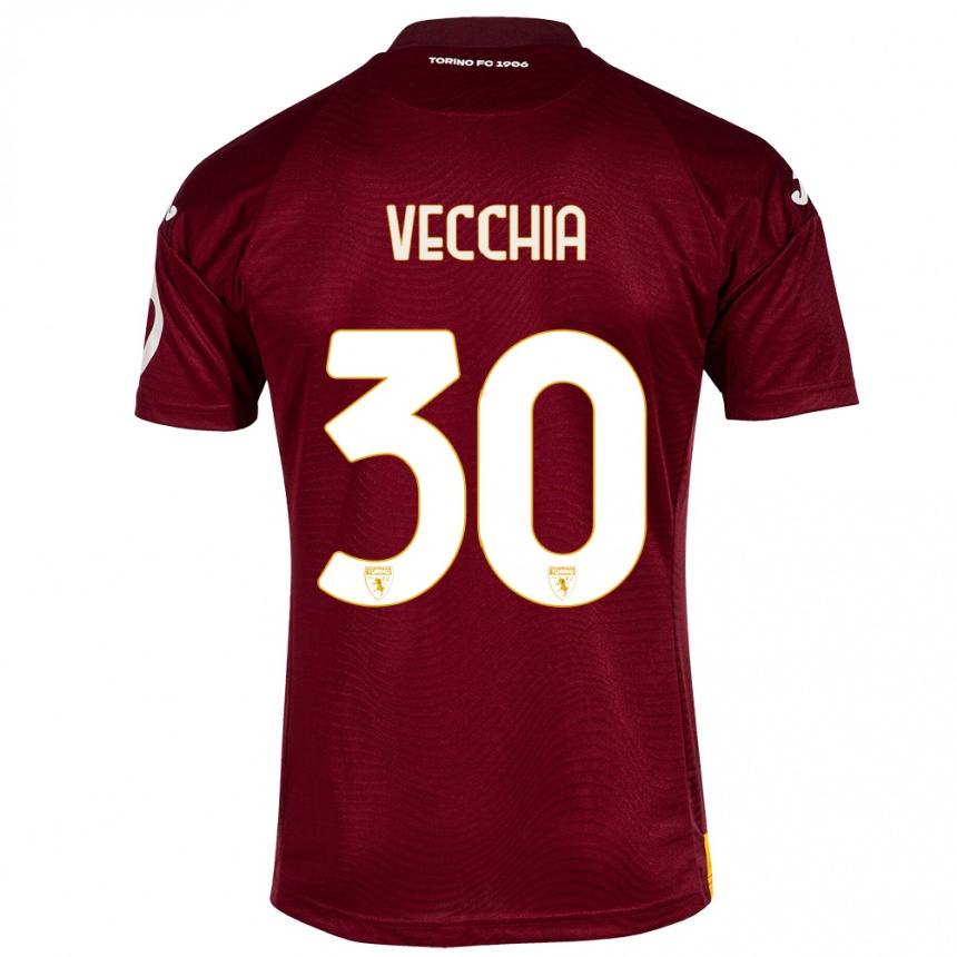 メンズフットボールマルコ・ダッラ・ヴェッキア#30暗赤色ホームシャツ2023/24ジャージーユニフォーム