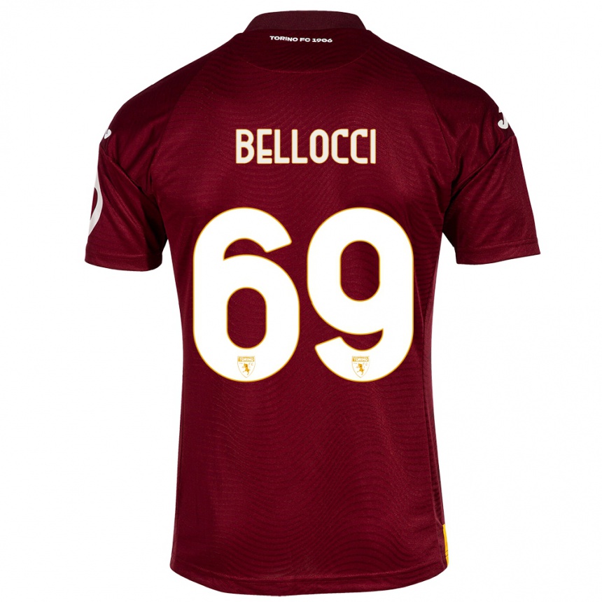 メンズフットボールアンドレア・ベロッチ#69暗赤色ホームシャツ2023/24ジャージーユニフォーム