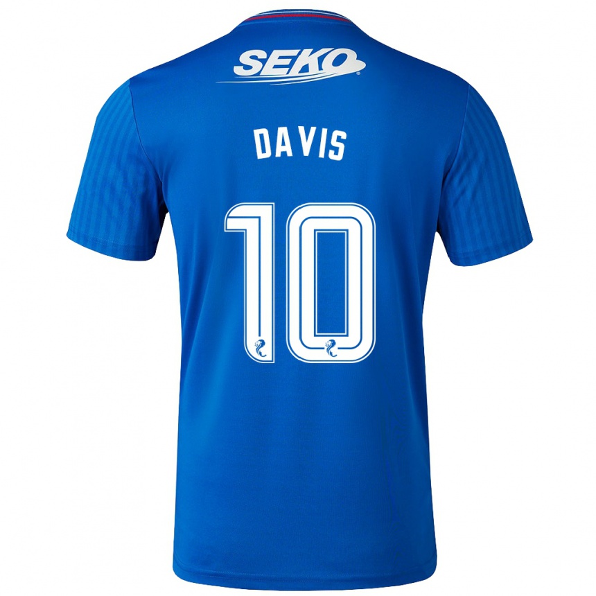 メンズフットボールスティーヴン・デイヴィス#10青ホームシャツ2023/24ジャージーユニフォーム