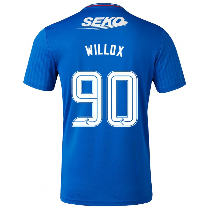 メンズフットボールキーロン・ウィロックス#90青ホームシャツ2023/24ジャージーユニフォーム