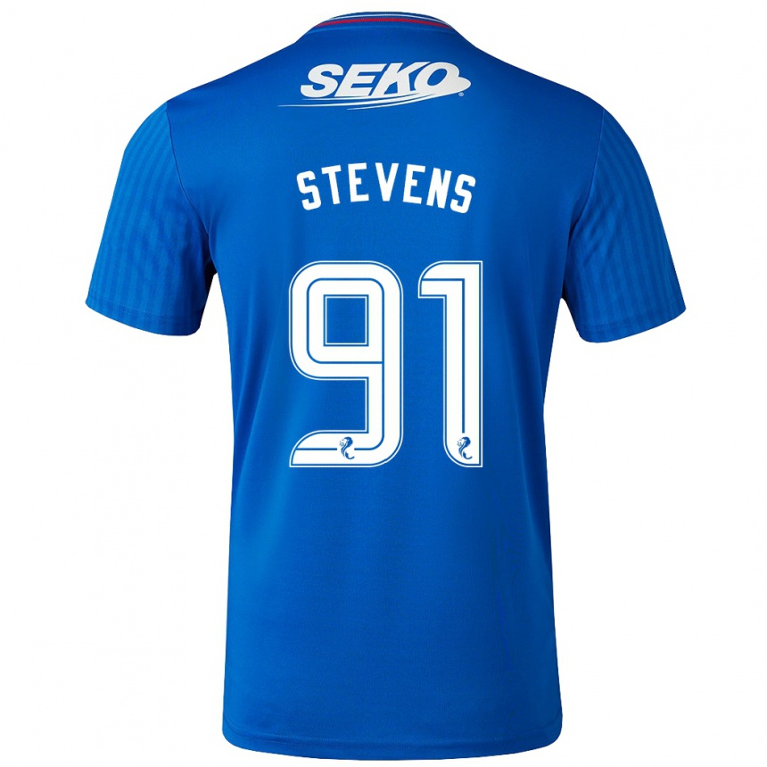 メンズフットボールアーチー・ジェームス・スティーブンス #91青ホームシャツ2023/24ジャージーユニフォーム