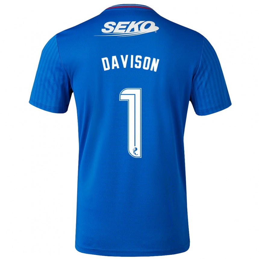 メンズフットボールハンナ・デイヴィソン#1青ホームシャツ2023/24ジャージーユニフォーム