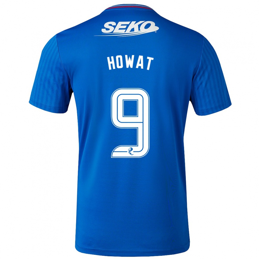 メンズフットボールカースティ・ホワット#9青ホームシャツ2023/24ジャージーユニフォーム