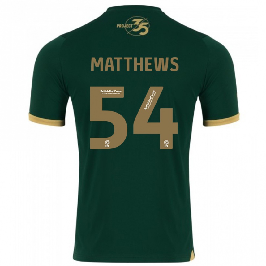 メンズフットボールジャック・マシューズ#54緑ホームシャツ2023/24ジャージーユニフォーム