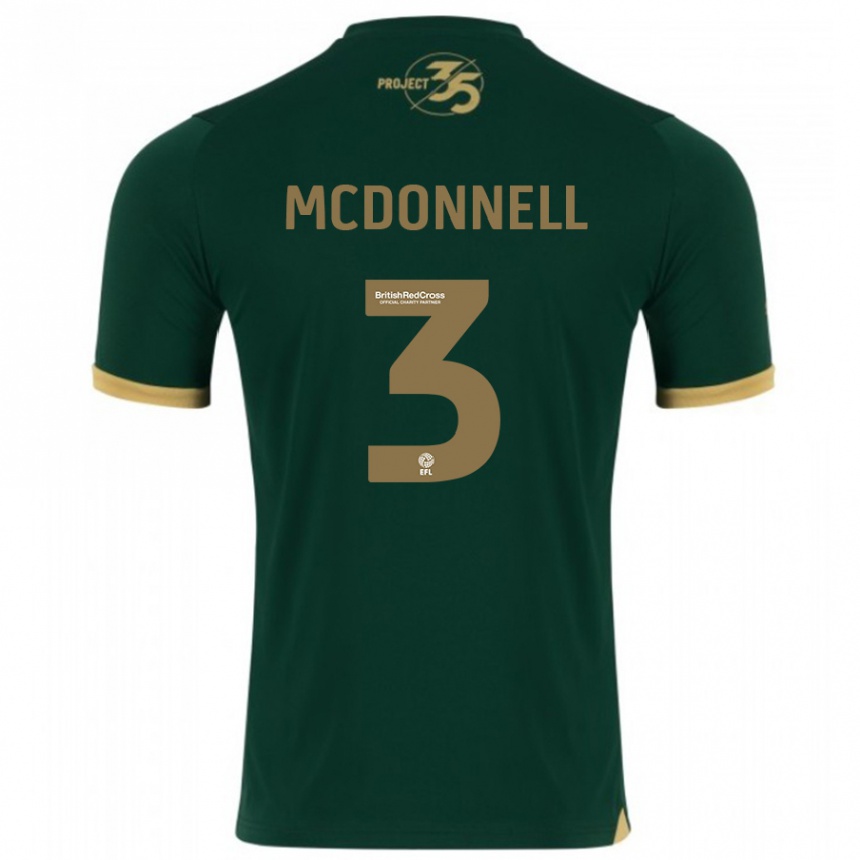 メンズフットボールロージー・マクドネル#3緑ホームシャツ2023/24ジャージーユニフォーム