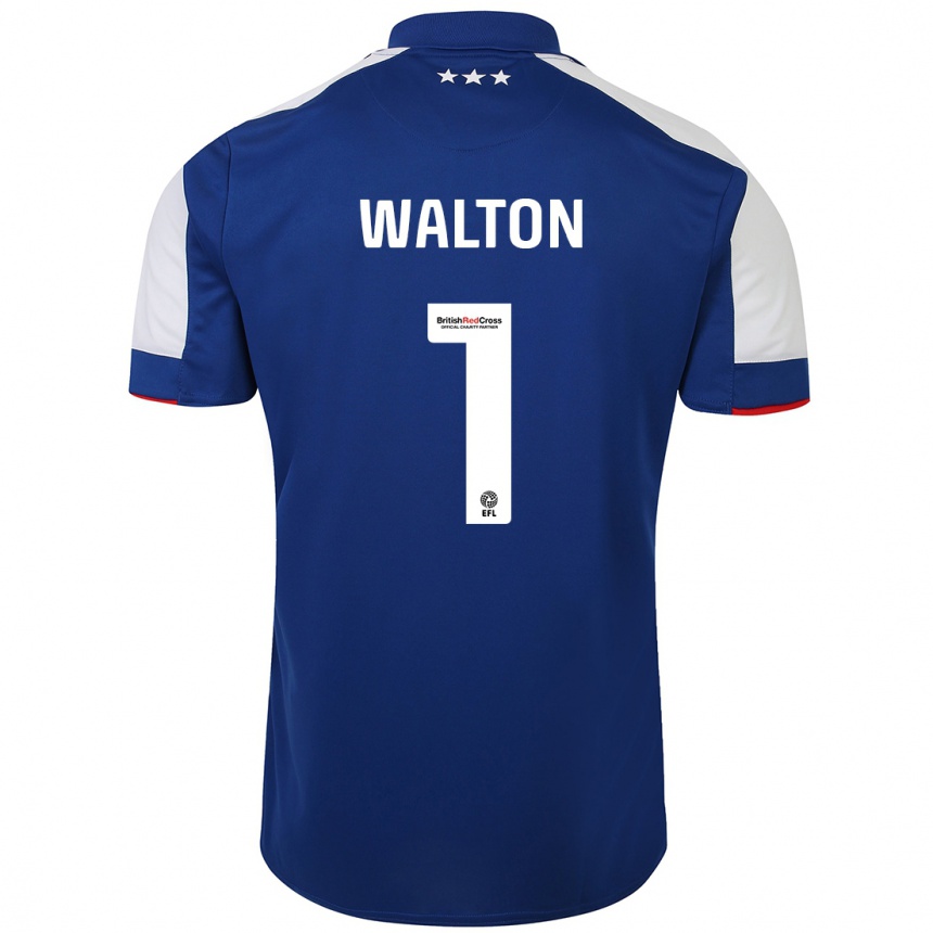メンズフットボールクリスチャン・ウォルトン#1青ホームシャツ2023/24ジャージーユニフォーム