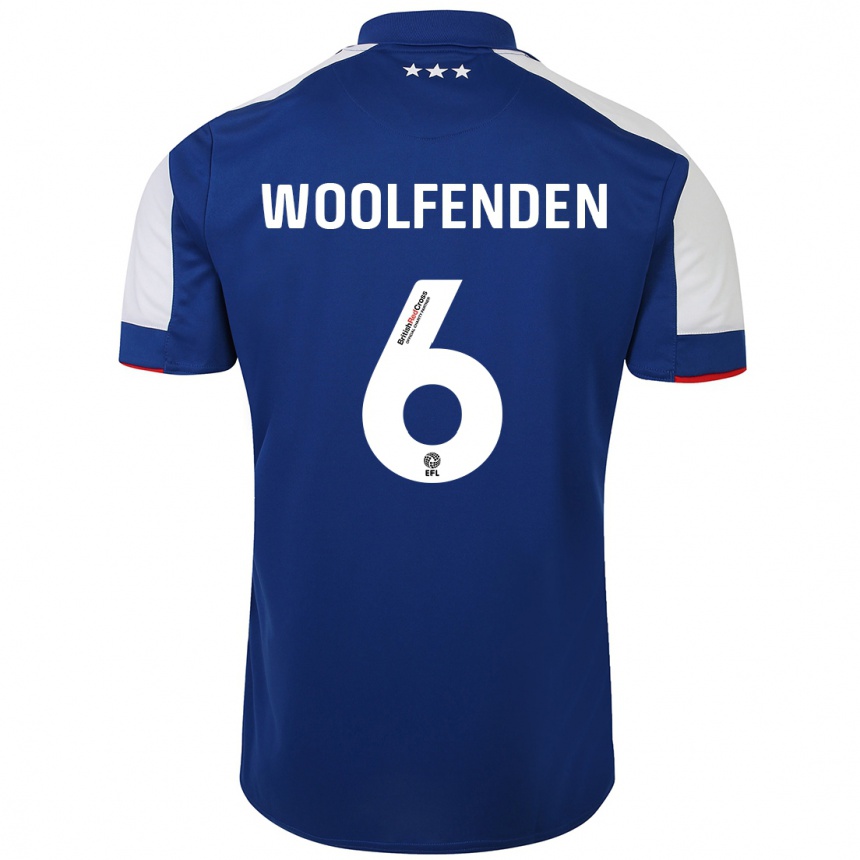メンズフットボールルーク・ウールフェンデン#6青ホームシャツ2023/24ジャージーユニフォーム