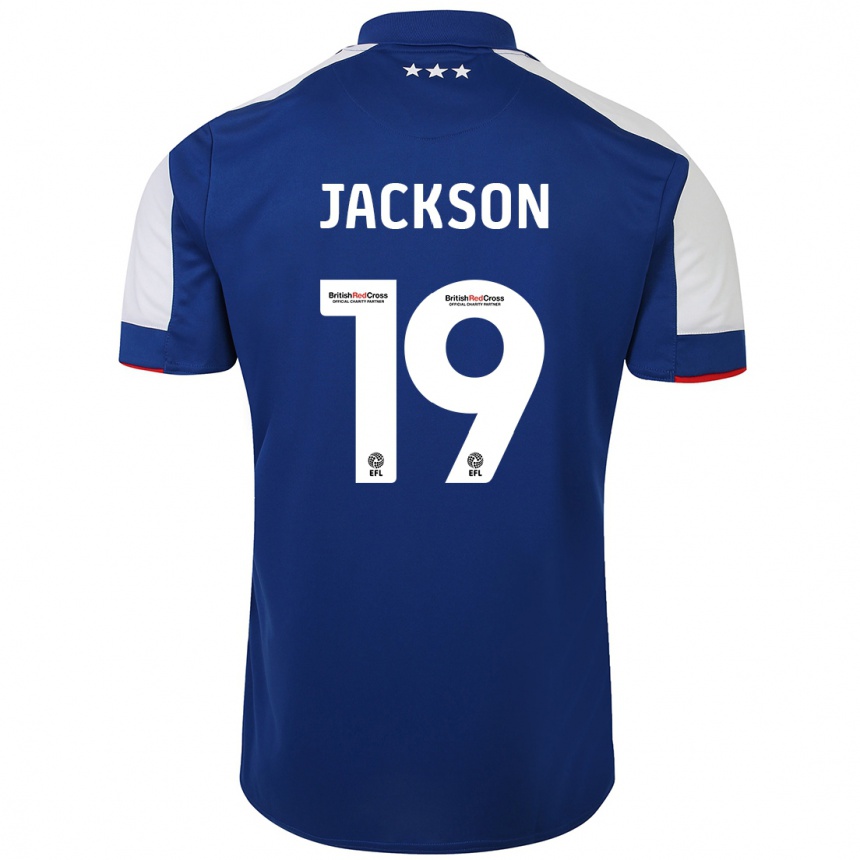メンズフットボールケイデン・ジャクソン#19青ホームシャツ2023/24ジャージーユニフォーム