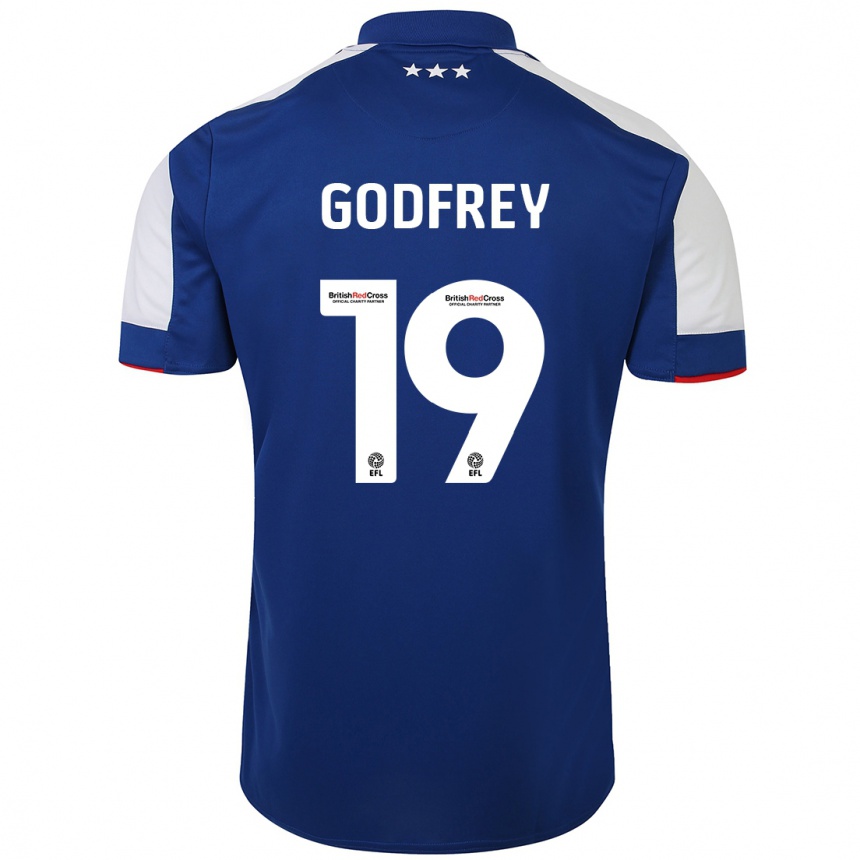 メンズフットボールフレイヤ・ゴッドフリー#19青ホームシャツ2023/24ジャージーユニフォーム