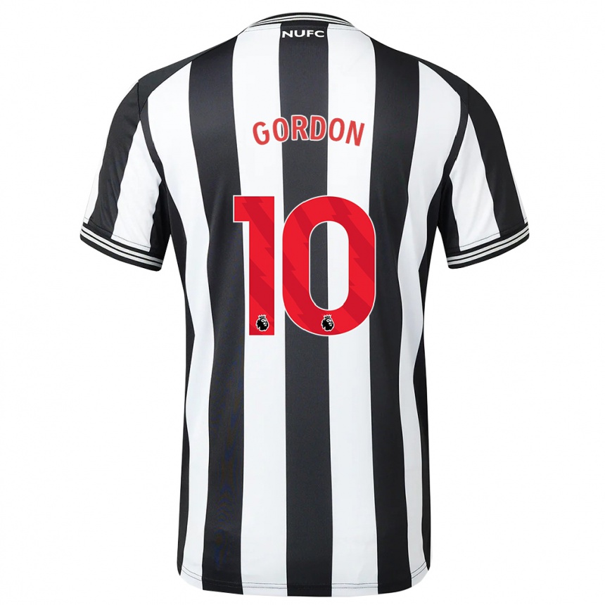 メンズフットボールアンソニー・ゴードン#10黒、白ホームシャツ2023/24ジャージーユニフォーム