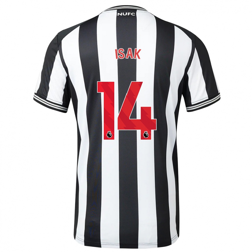 メンズフットボールアレクサンデル・イサク#14黒、白ホームシャツ2023/24ジャージーユニフォーム