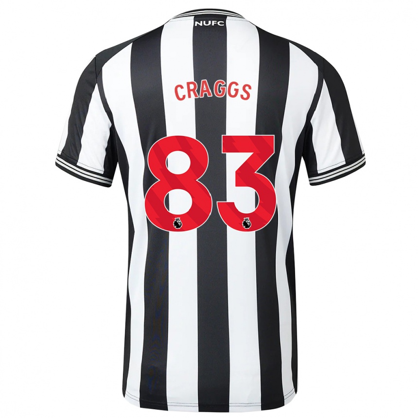 メンズフットボールルーク・スティーブン・クラッグス#83黒、白ホームシャツ2023/24ジャージーユニフォーム