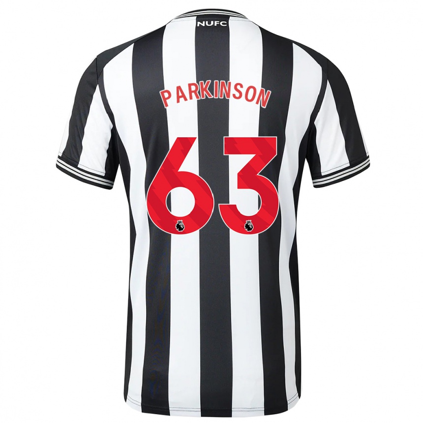 メンズフットボールベン・パーキンソン#63黒、白ホームシャツ2023/24ジャージーユニフォーム