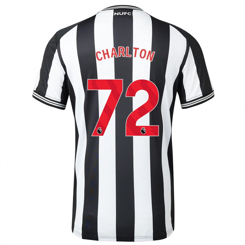 メンズフットボールディラン・ハリー・チャールトン#72黒、白ホームシャツ2023/24ジャージーユニフォーム