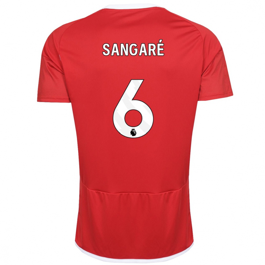 メンズフットボールイブラヒム・サンガレ#6赤ホームシャツ2023/24ジャージーユニフォーム