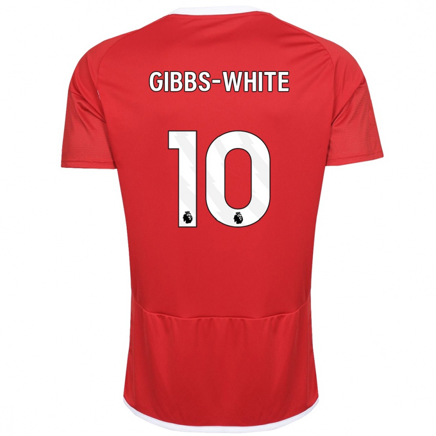 メンズフットボールモーガン・ギブス＝ホワイト#10赤ホームシャツ2023/24ジャージーユニフォーム