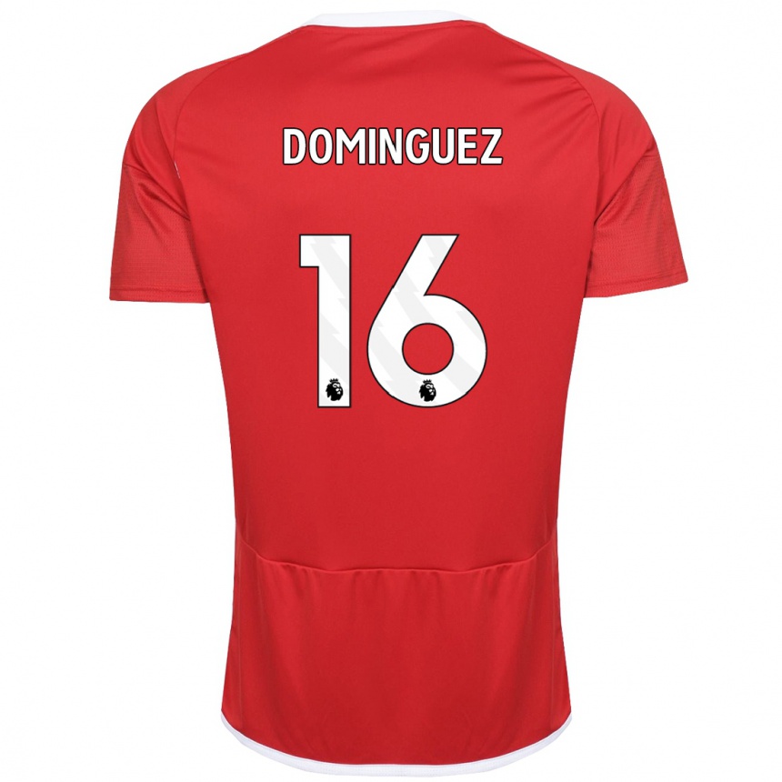 メンズフットボールニコラス・ドミンゲス#16赤ホームシャツ2023/24ジャージーユニフォーム