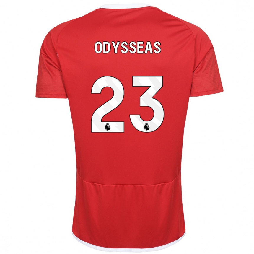 メンズフットボールオディッセアス・ヴラホディモス#23赤ホームシャツ2023/24ジャージーユニフォーム