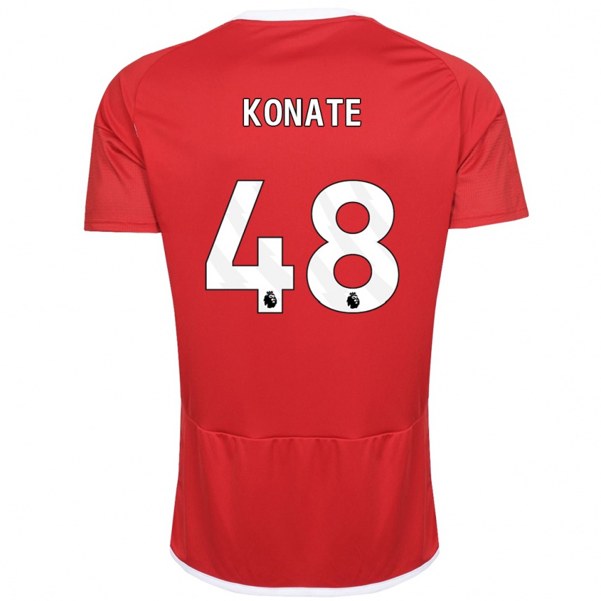 メンズフットボールアティーフ・コナテ#48赤ホームシャツ2023/24ジャージーユニフォーム