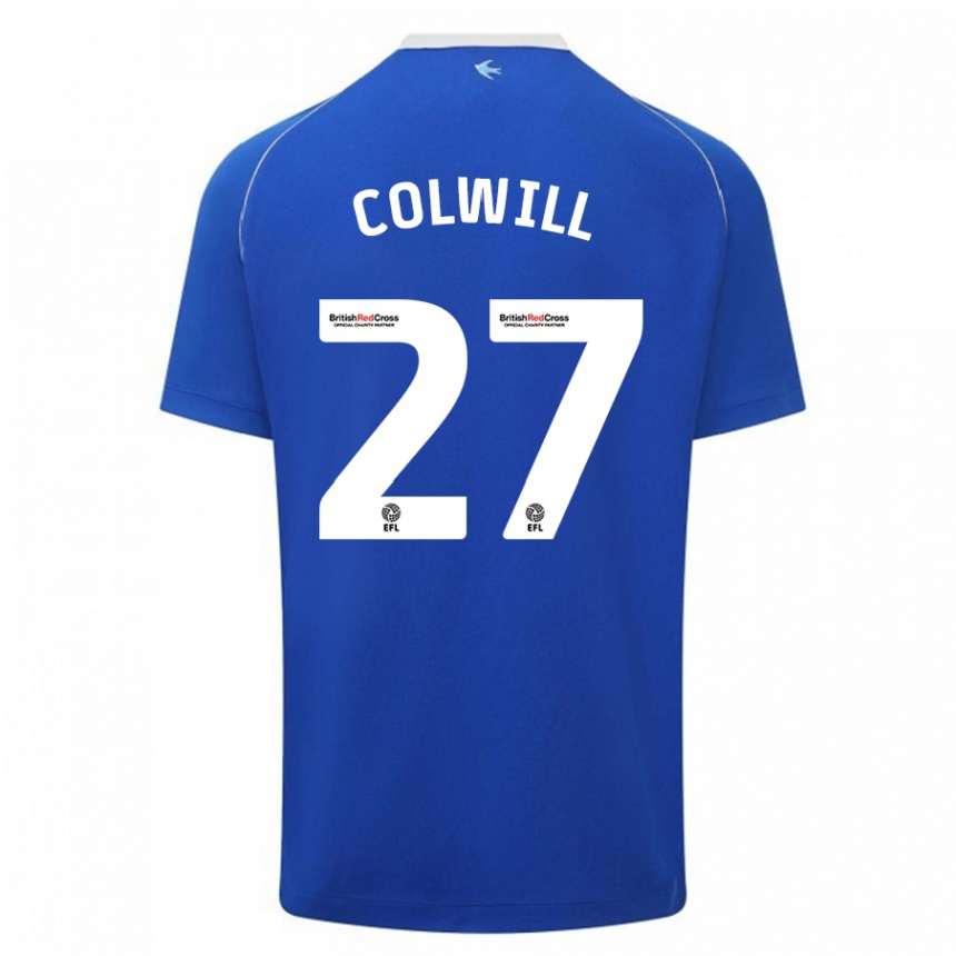 メンズフットボールルビン・コルウィル#27青ホームシャツ2023/24ジャージーユニフォーム