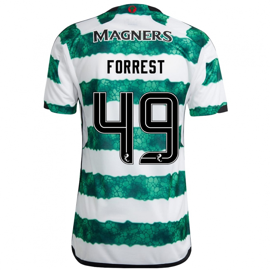 メンズフットボールジェームズ・フォレスト#49緑ホームシャツ2023/24ジャージーユニフォーム