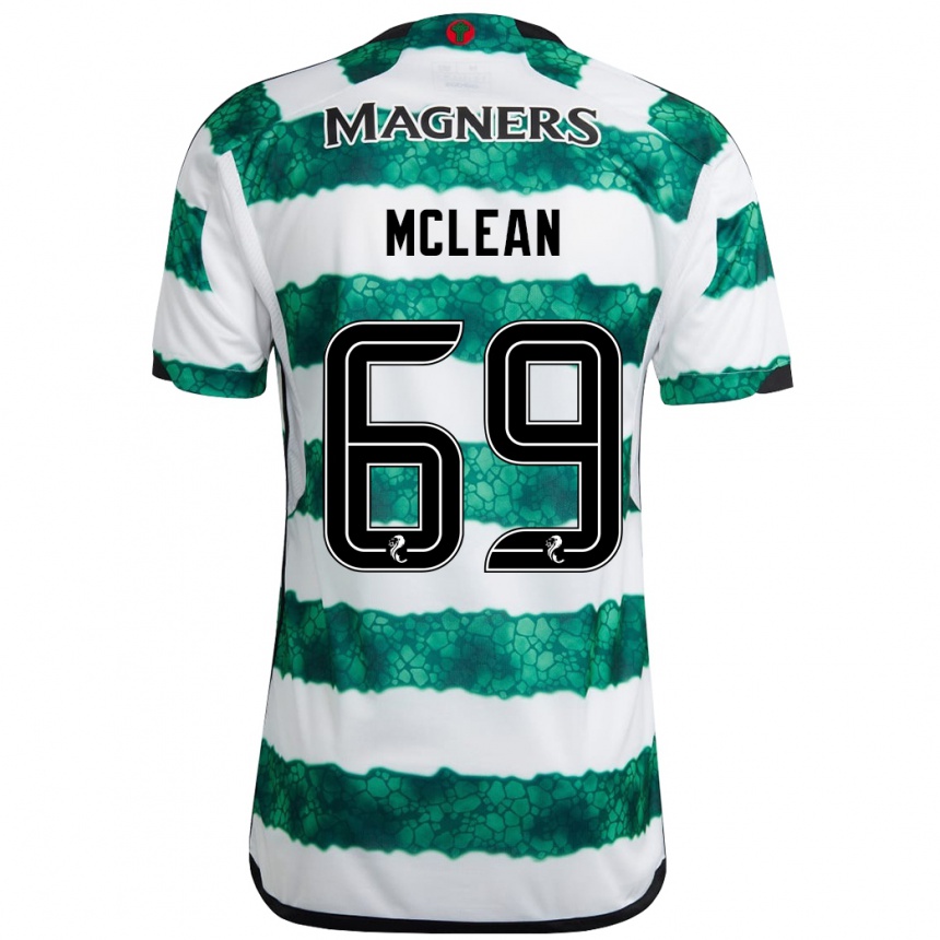 メンズフットボールそしてマクリーン#69緑ホームシャツ2023/24ジャージーユニフォーム