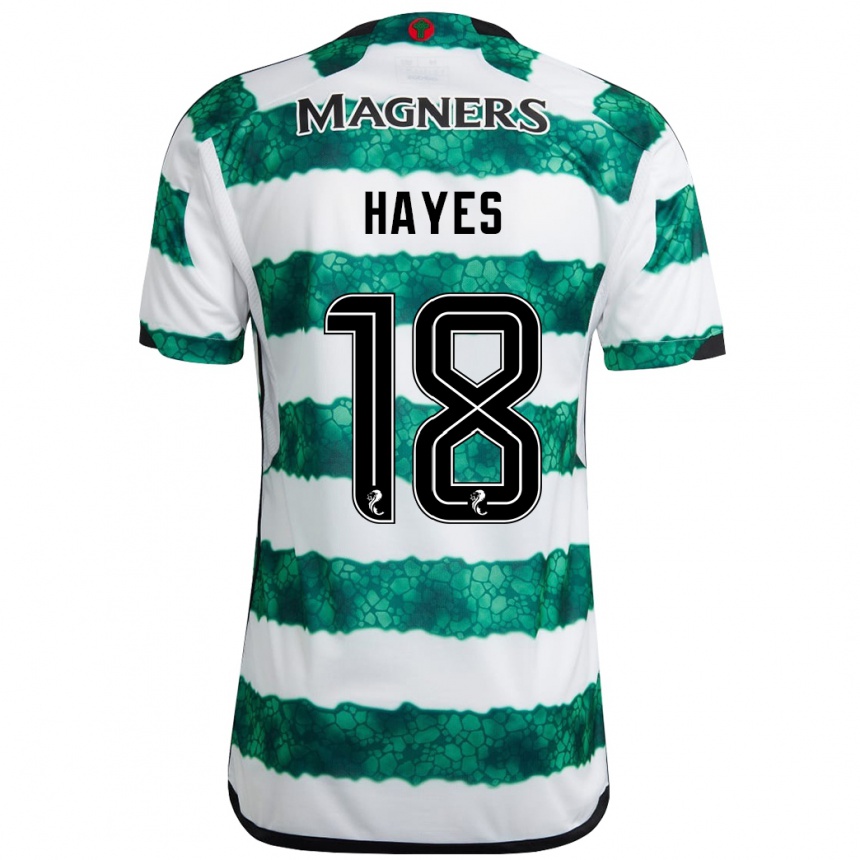 メンズフットボールケイトリン・ヘイズ#18緑ホームシャツ2023/24ジャージーユニフォーム