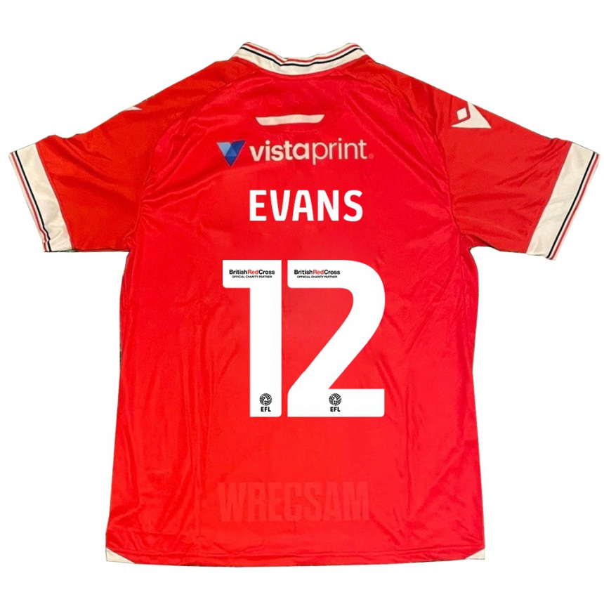 メンズフットボールジョージ・エバンス#12赤ホームシャツ2023/24ジャージーユニフォーム