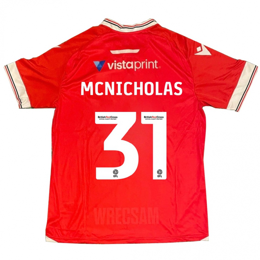 メンズフットボールルーク・マクニコラス#31赤ホームシャツ2023/24ジャージーユニフォーム