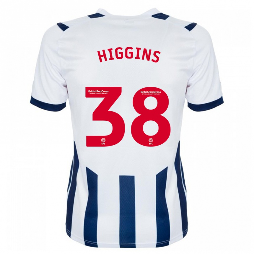 メンズフットボールアキール・ヒギンズ#38白ホームシャツ2023/24ジャージーユニフォーム