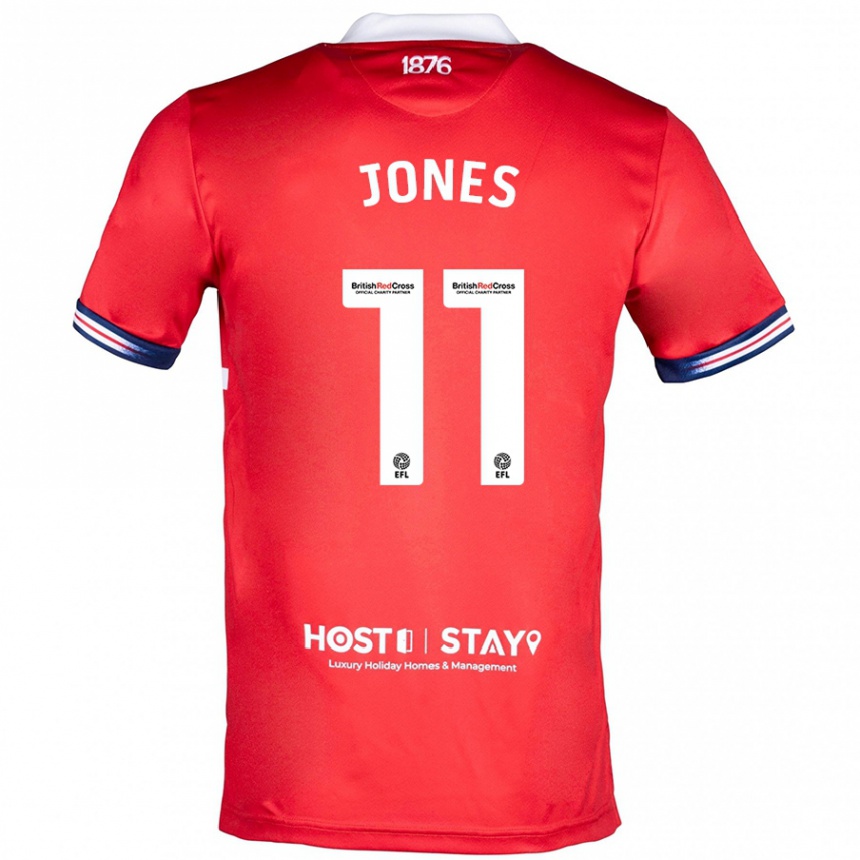 メンズフットボールアイザイア・ジョーンズ#11赤ホームシャツ2023/24ジャージーユニフォーム